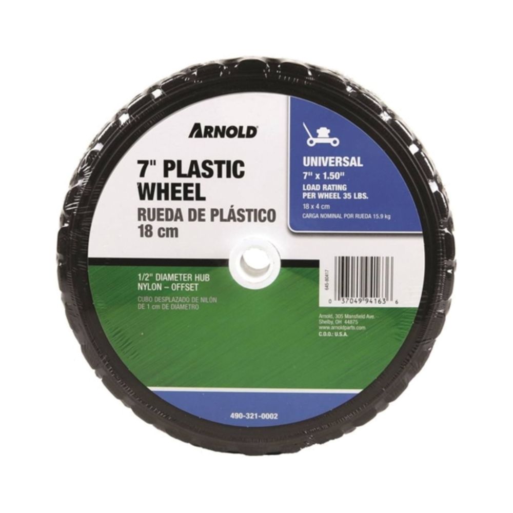 ARNOLD 490-321-0002 Tread Wheel, 1-3/8 in L Hub, Plastic/Rubber