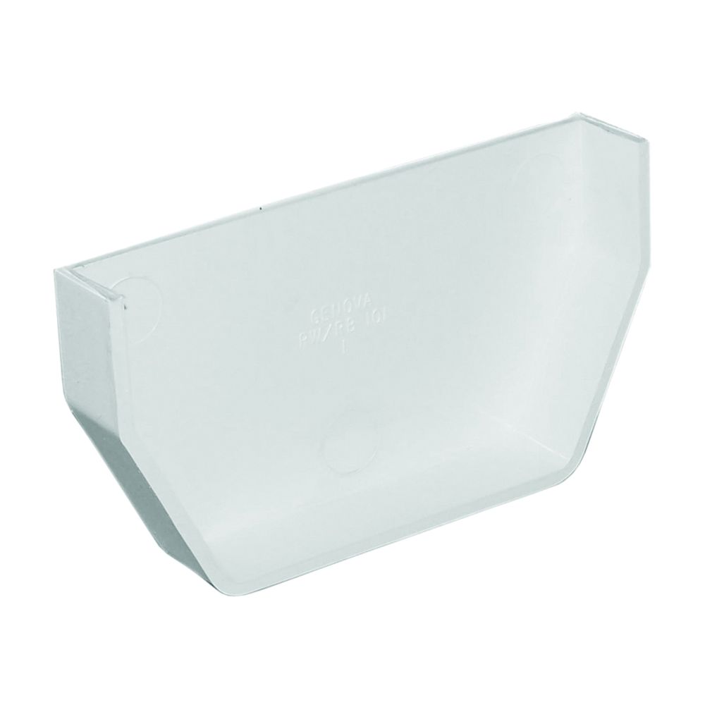 GENOVA RW101 Gutter End Cap, Vinyl, White, 2-1/2 in L, for 5 in Raingo Gutter