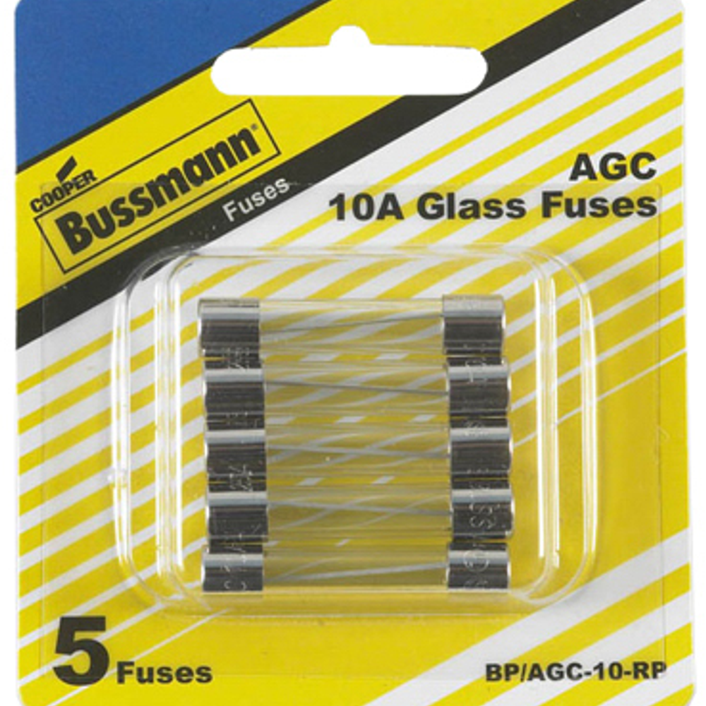 Bussman BP/AGC-10-RP Tube Fuse, 10 A, 10 kA at 125 VAC, 200 A at 250 VAC IR