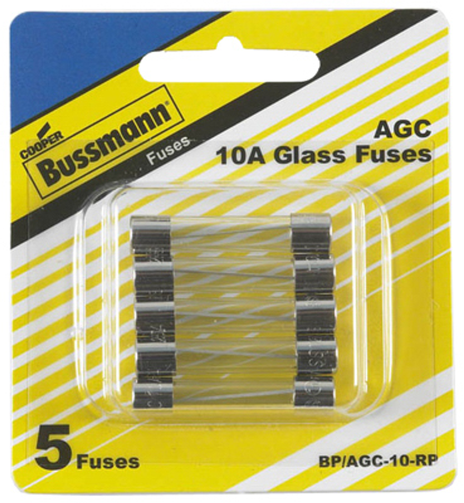 Bussman BP/AGC-10-RP Tube Fuse, 10 A, 10 kA at 125 VAC, 200 A at 250 VAC IR