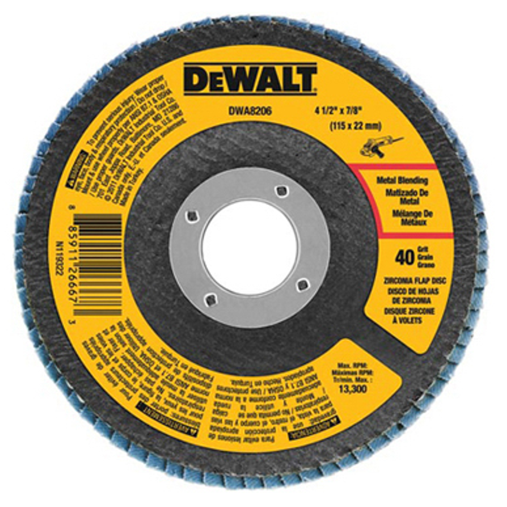 DeWALT DWA8208 Type 29 Flap Disc, 80-Grit, Medium Grade, Zirconia, 7/8 in Arbor, 4-1/2 in Dia