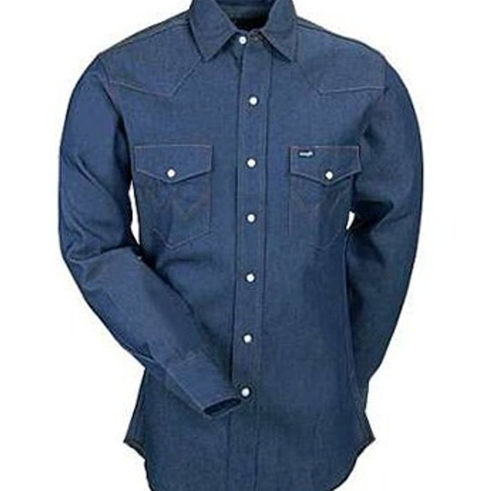 Wrangler Men's Cowboy Cut Rigid Denim Long Sleeve Shirt