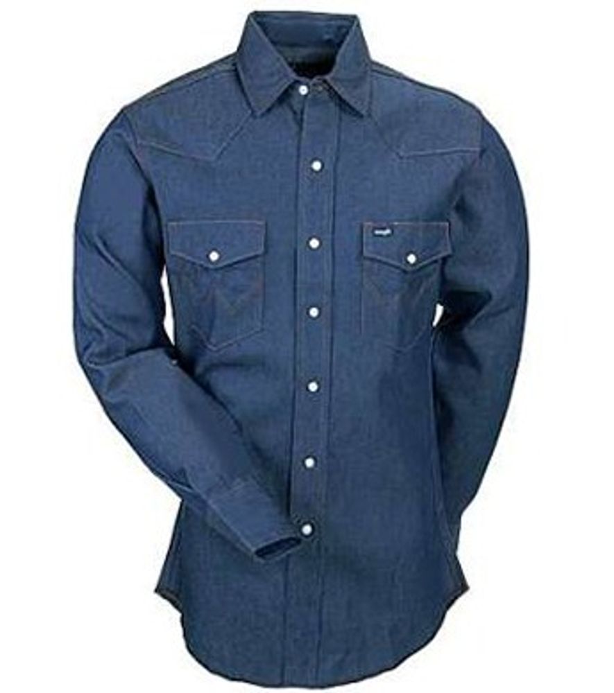Wrangler Men's Cowboy Cut Rigid Denim Long Sleeve Shirt