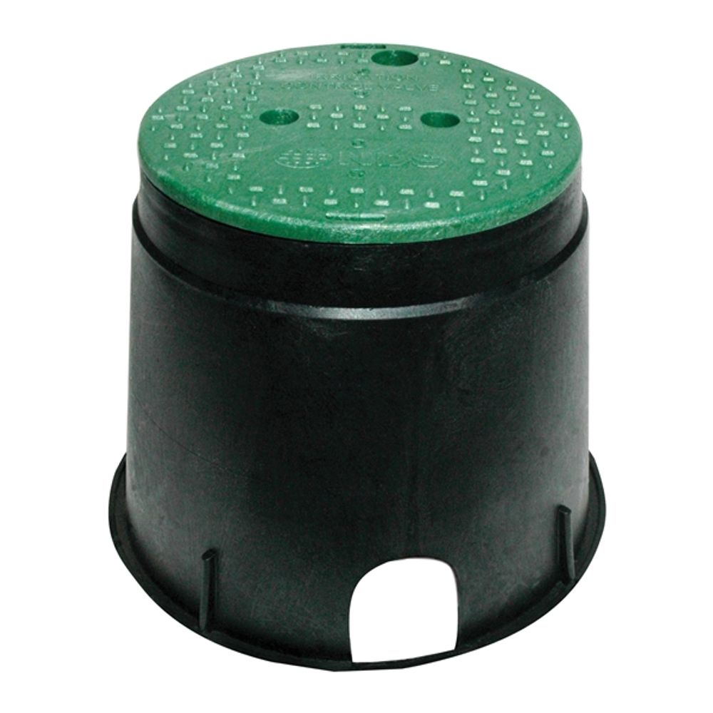 NDS 111BC Valve Box with Overlapping ICV Cover, Round, Polyolefin, Black/Green