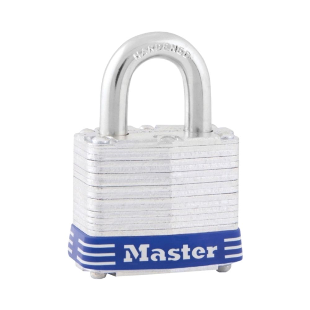Master Lock 1D Keyed Padlock, 1-3/4 in W Body, 15/16 in H Shackle, Steel