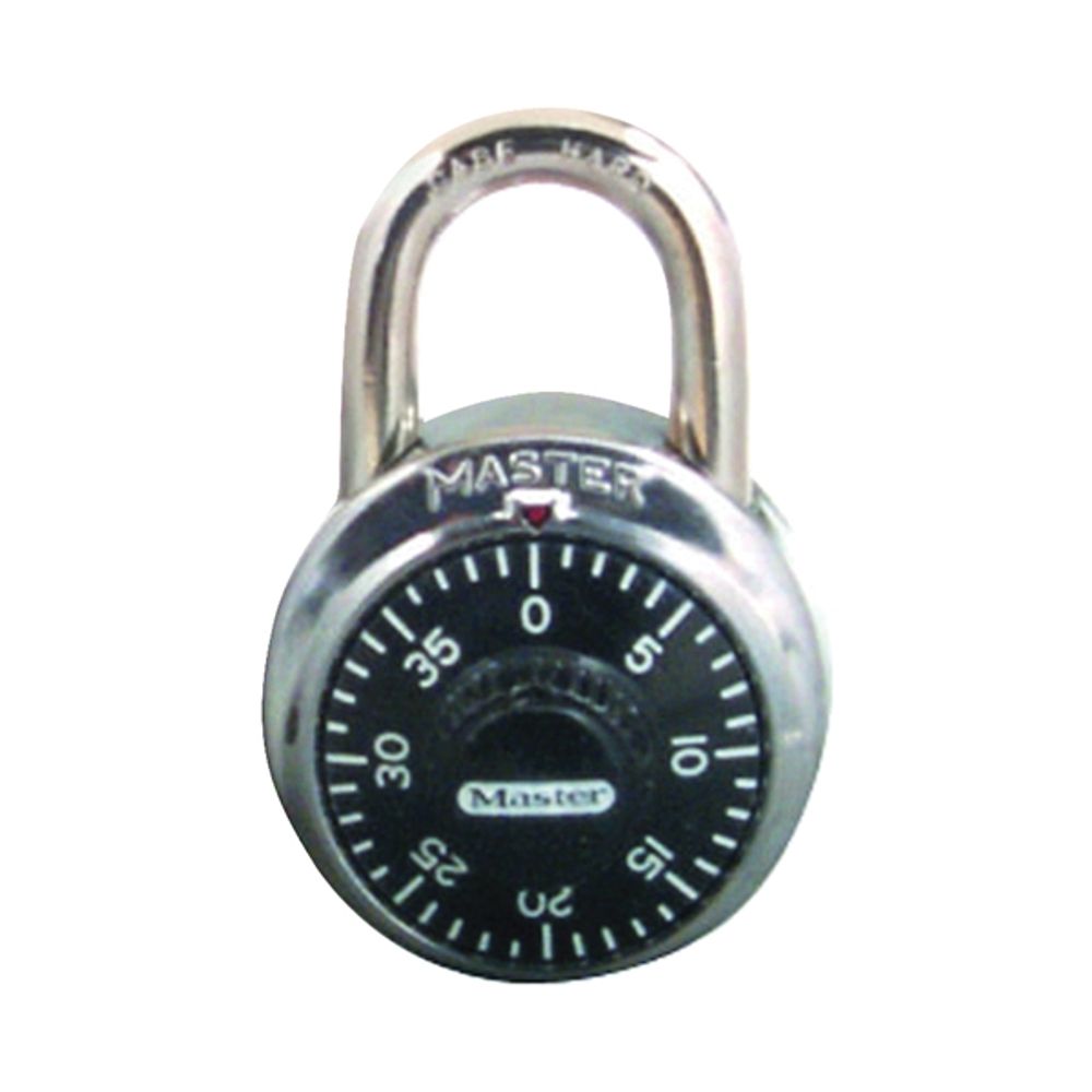 Master Lock 1500T Combination Dial Padlock, 1-7/8 in W Body, 3/4 in H Shackle, Stainless Steel