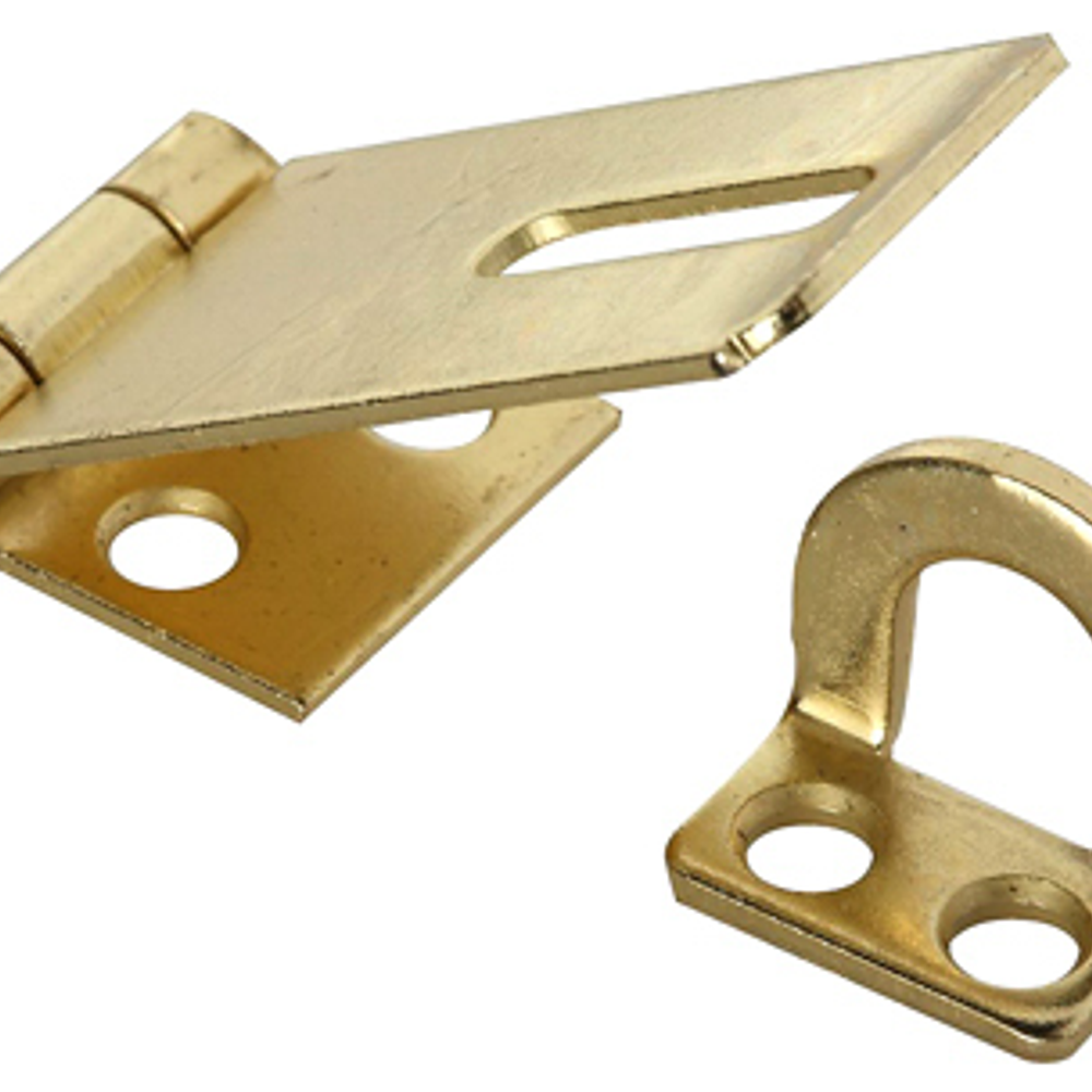 National Hardware V30 Series N102-053 Safety Hasp, 1-3/4 in L, 3/4 in W, Steel, Brass