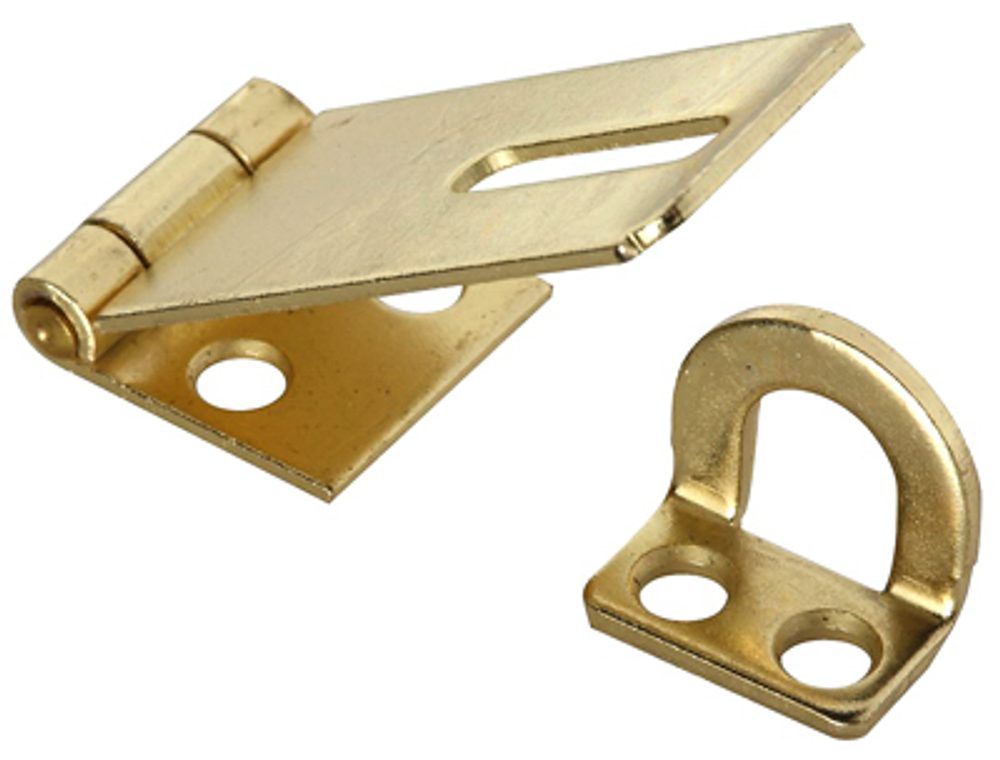 National Hardware V30 Series N102-053 Safety Hasp, 1-3/4 in L, 3/4 in W, Steel, Brass