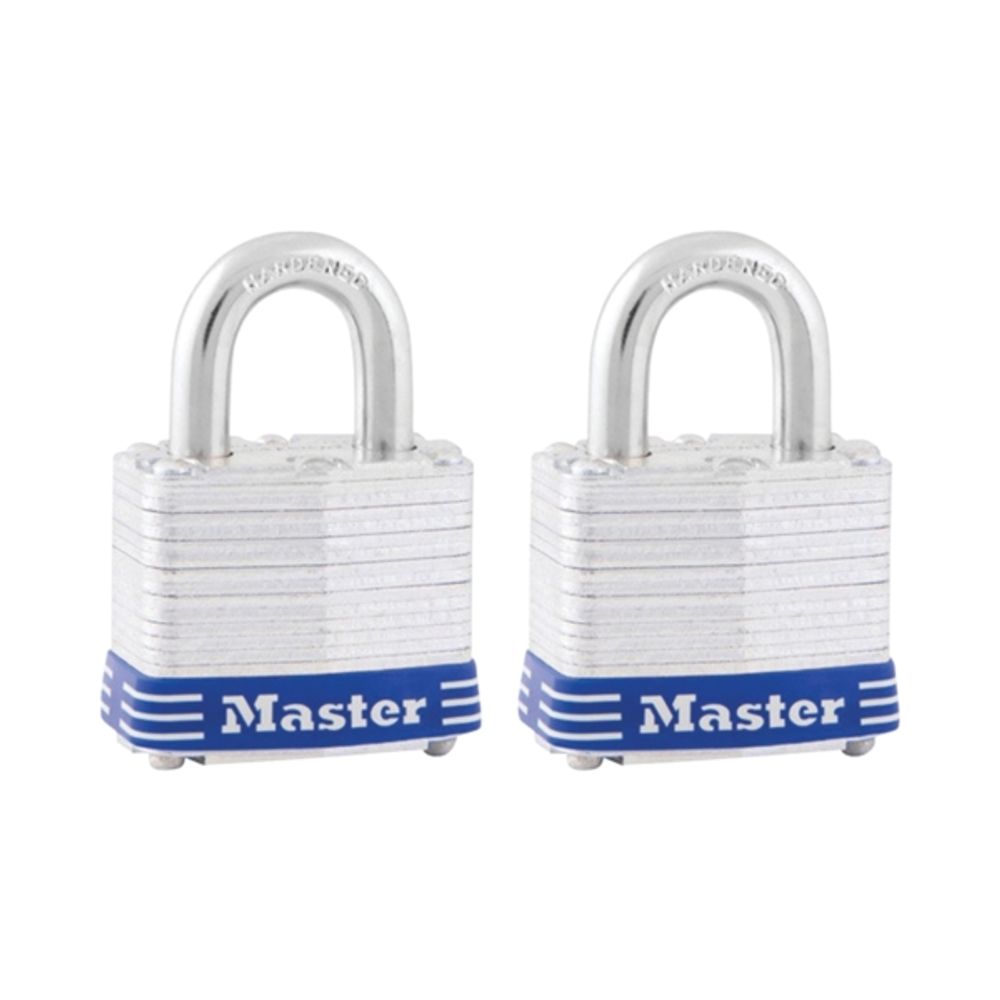 Master Lock 3T Keyed Padlock, 1-9/16 in W x 1-1/2 in H Body, 3/4 in H Shackle, Steel