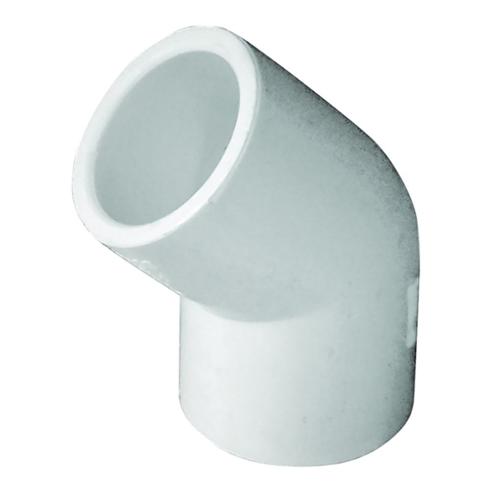 GENOVA 300 Series 30605 Pipe Elbow, 1/2 in Slip, 45 deg, White