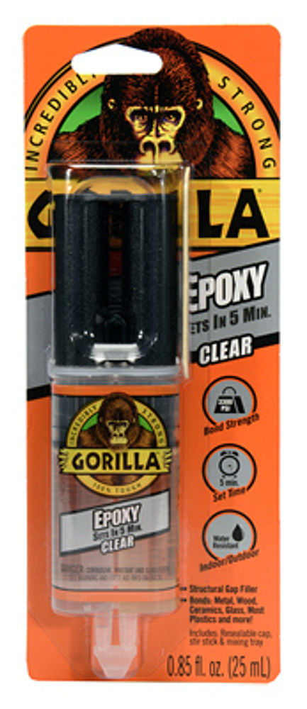 Gorilla 4200102 Epoxy Glue, Translucent, 0.85 oz Syringe