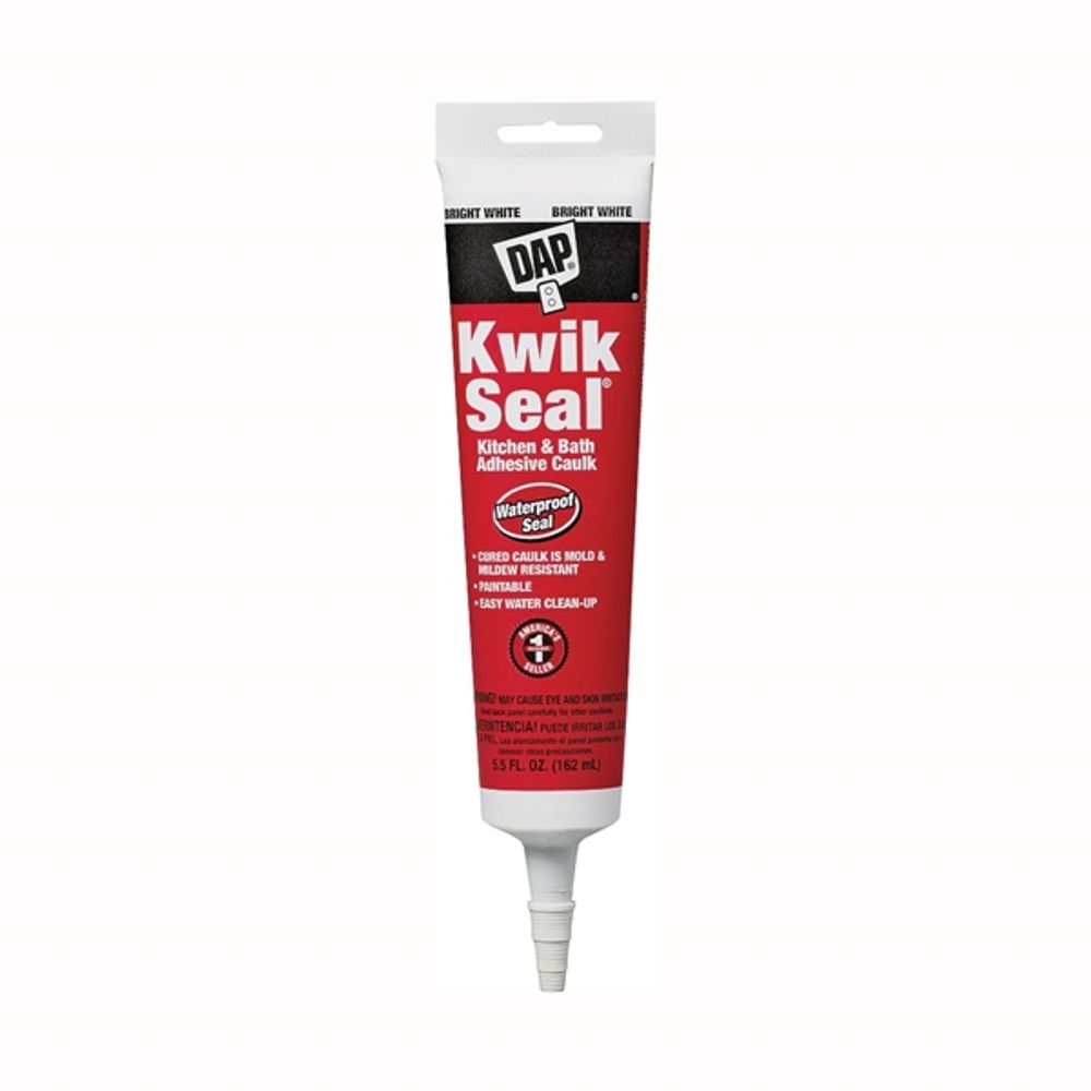 DAP KWIK SEAL 18001 Adhesive Caulk, White, 5.5 oz Tube
