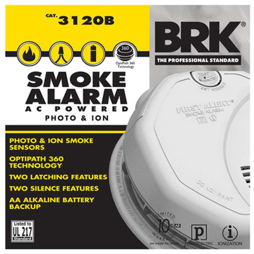 FIRST ALERT 3120B Smoke Alarm, Ionization, Photoelectric Sensor
