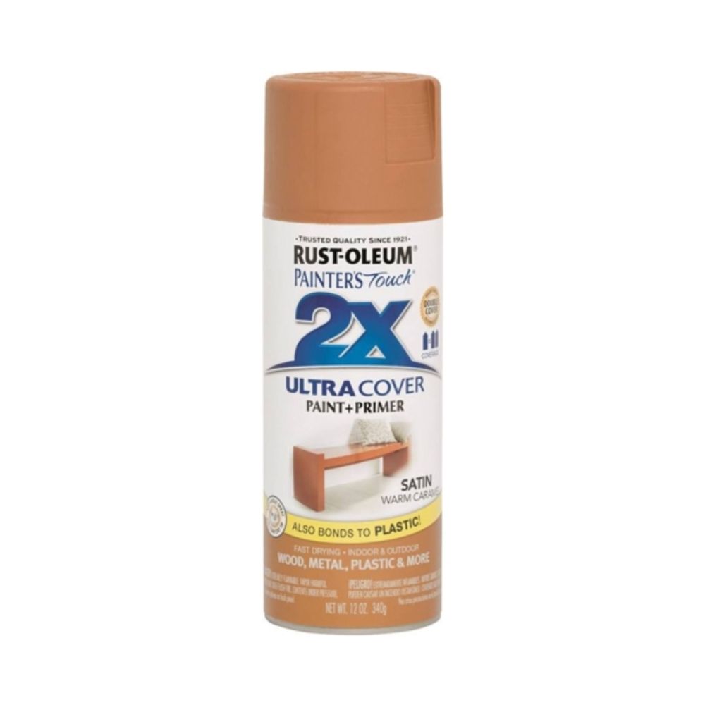 RUST-OLEUM PAINTER'S Touch 267118 All-Purpose Enamel Spray Paint, Satin, Warm Caramel, 12 oz Aerosol Can