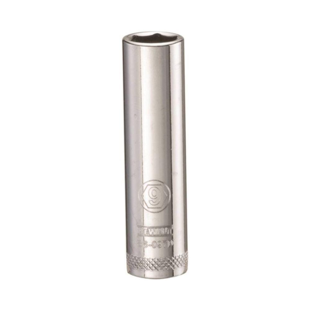 DeWALT DWMT86097OSP Deep Metric Drive Socket, 1/4 in Drive, 6-Point, 9 mm Socket, Steel