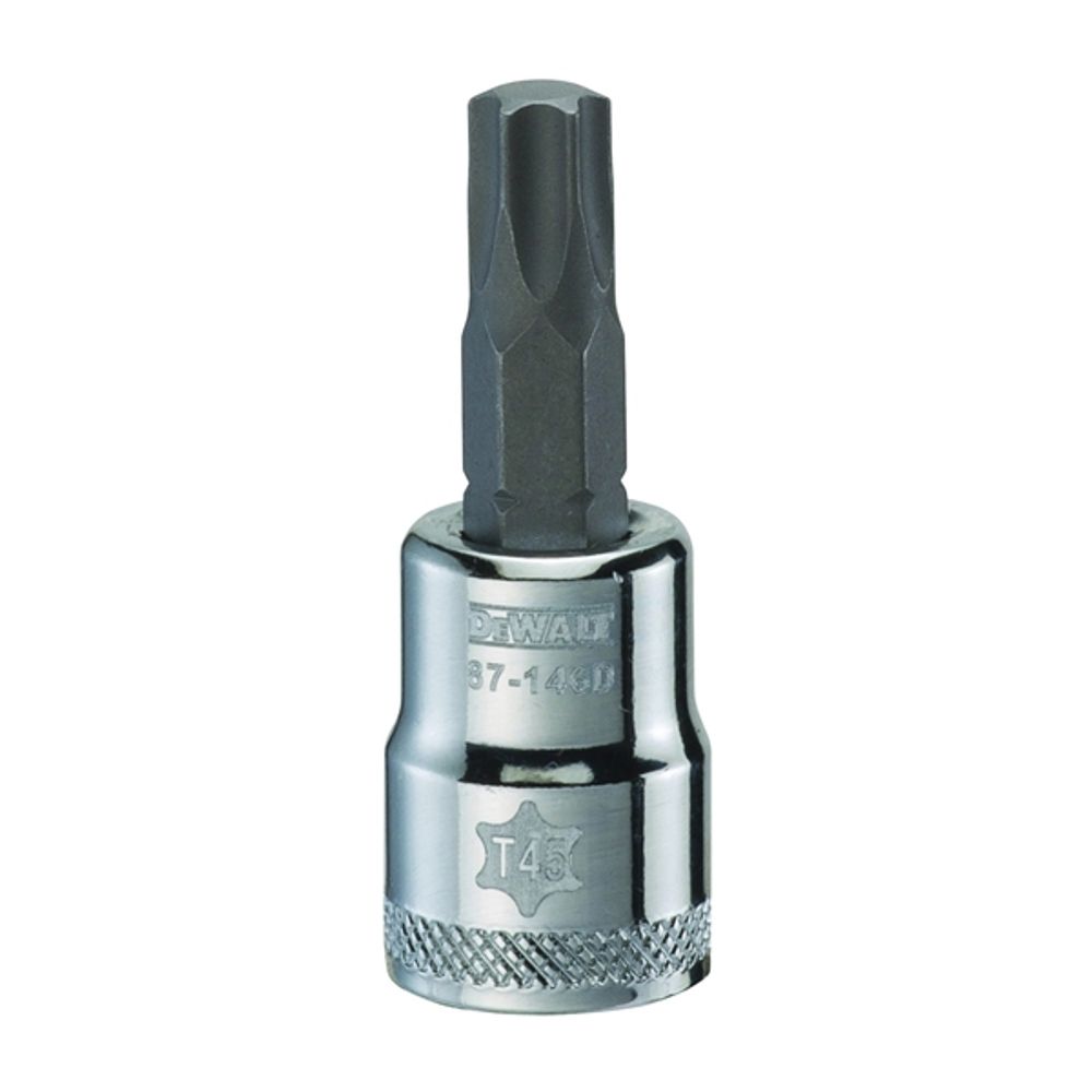 DeWALT DWMT87146OSP Torx Bit Socket, T45 Tip, 3/8 in Drive, Polished Chrome Vanadium, 1-31/32 in OAL