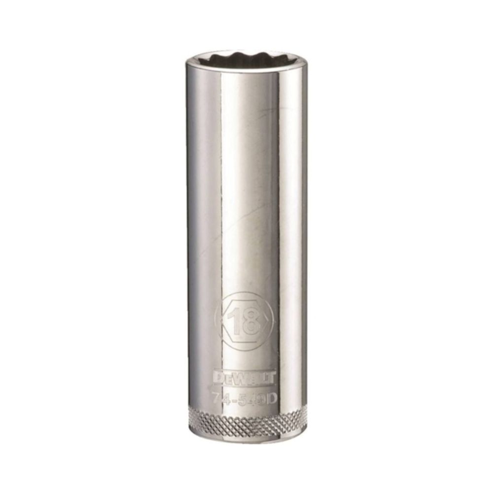 DeWALT DWMT74549OSP Drive Socket, Metric Measuring, 1/2 in Drive, 12-Point, 18 mm Socket, Vanadium Steel