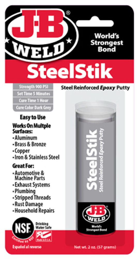 J-B WELD 8267 Steel-Reinforced Epoxy Putty Stick, Black/Dark Gray, 2 oz Stick Pack