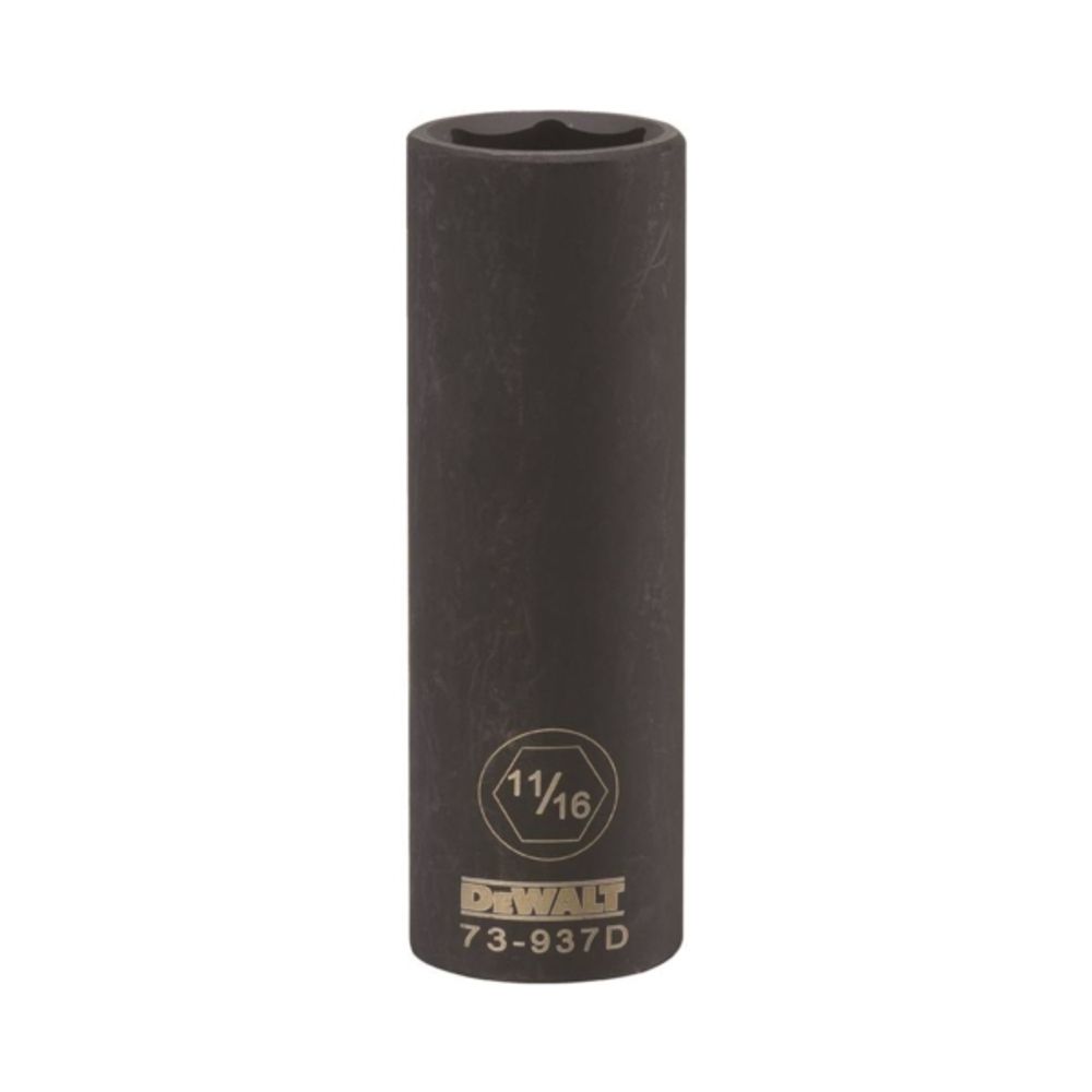 DeWALT DWMT73937OSP Impact Socket, 1/2 in Drive, 11/16 in Socket, 6-Point, Black Oxide