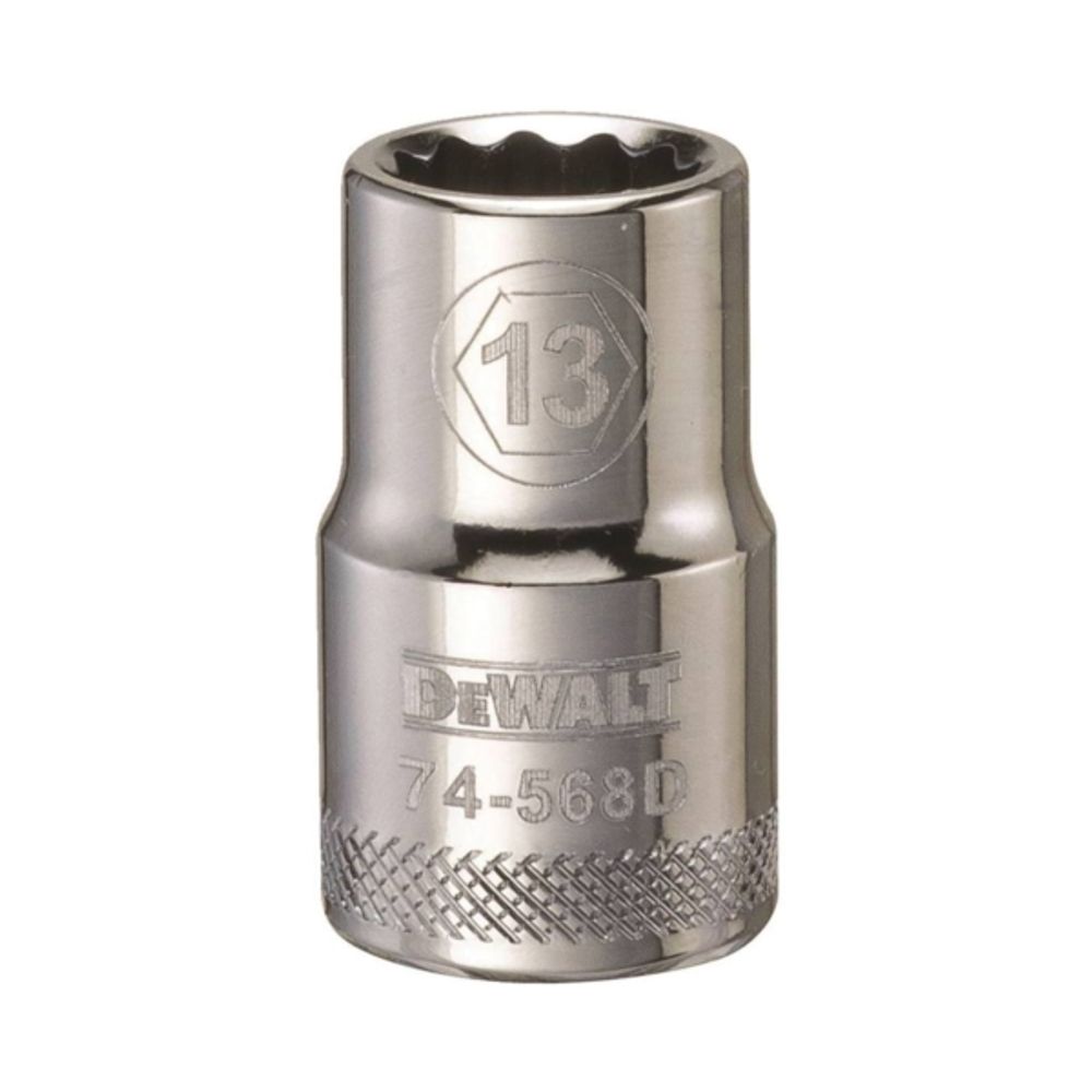 DeWALT DWMT74568OSP Drive Socket, Metric Measuring, 1/2 in Drive, 12-Point, 13 mm Socket, Vanadium Steel