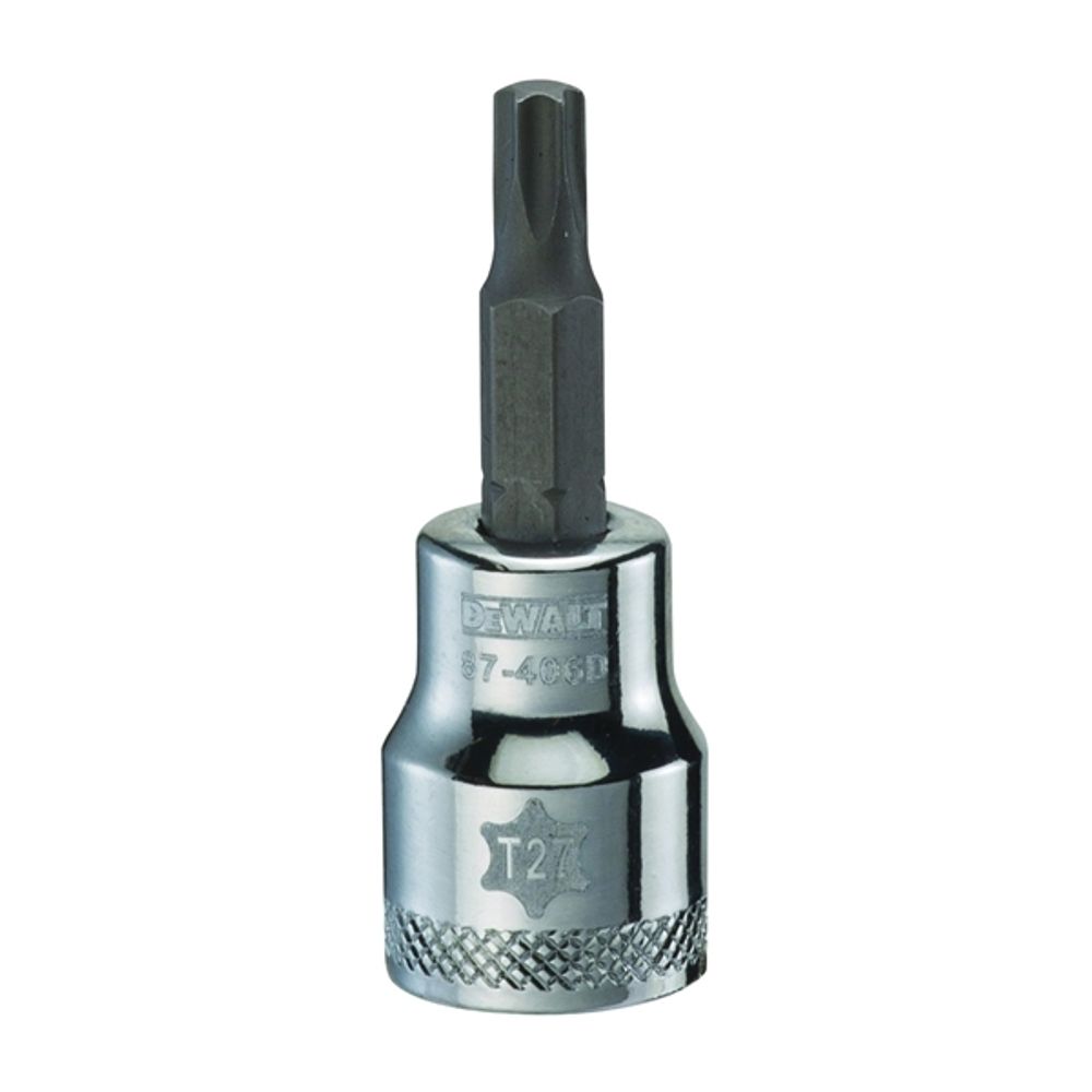 DeWALT DWMT87406OSP Torx Bit Socket, T27 Tip, 3/8 in Drive, Polished Chrome Vanadium, 1-31/32 in OAL