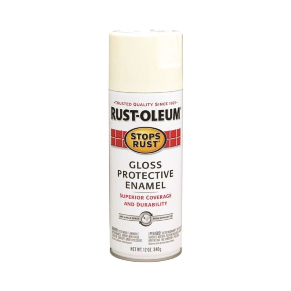RUST-OLEUM STOPS RUST 7789830 Fast Dry Protective Enamel Spray Paint, Gloss, Canvas White, 12 oz Can