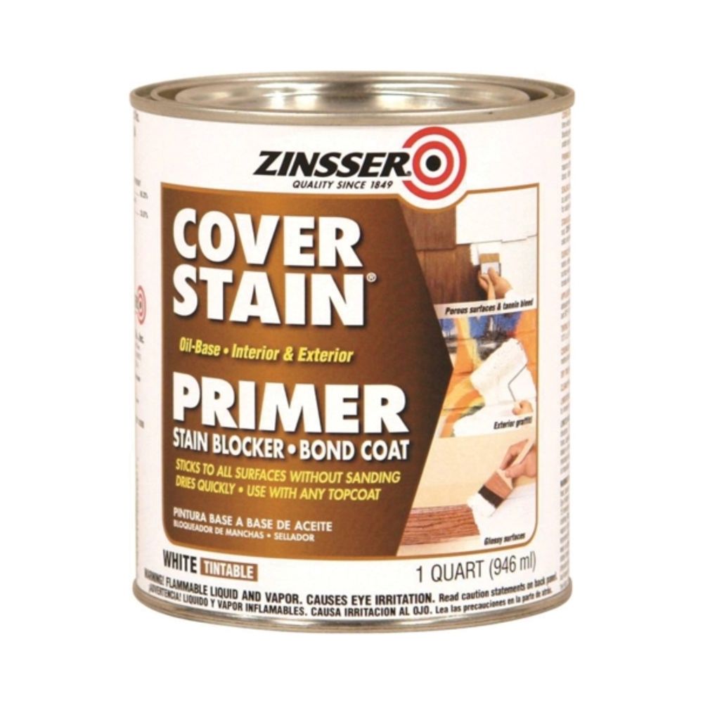 ZINSSER Cover-Stain 03504 Exterior Primer, White, Flat/Matte, 1 qt