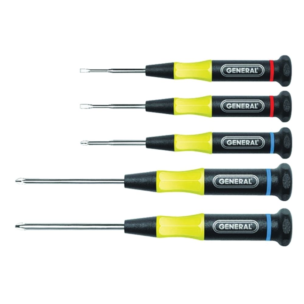 GENERAL 700 Precision Screwdriver Set, Steel, Chrome, For Drive Phillips and Slotted Tip Screws