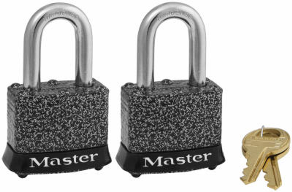 Master Lock 380T Keyed Padlock, 1-9/16 in W Body, 1-1/8 in H Shackle, Steel