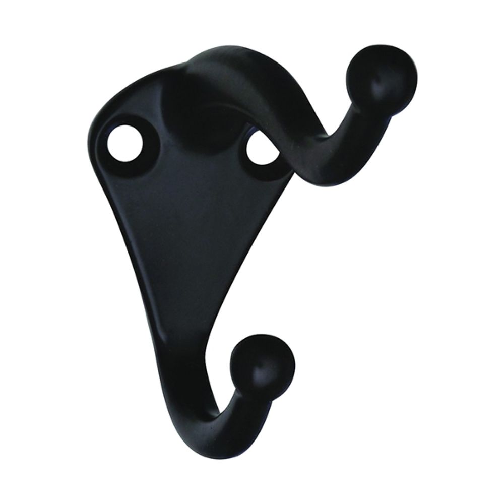 National Hardware V160 Series N330-761 Coat and Hat Hook, 35 lb Weight Capacity, 2-Hook, Zinc, Oil-Rubbed Bronze