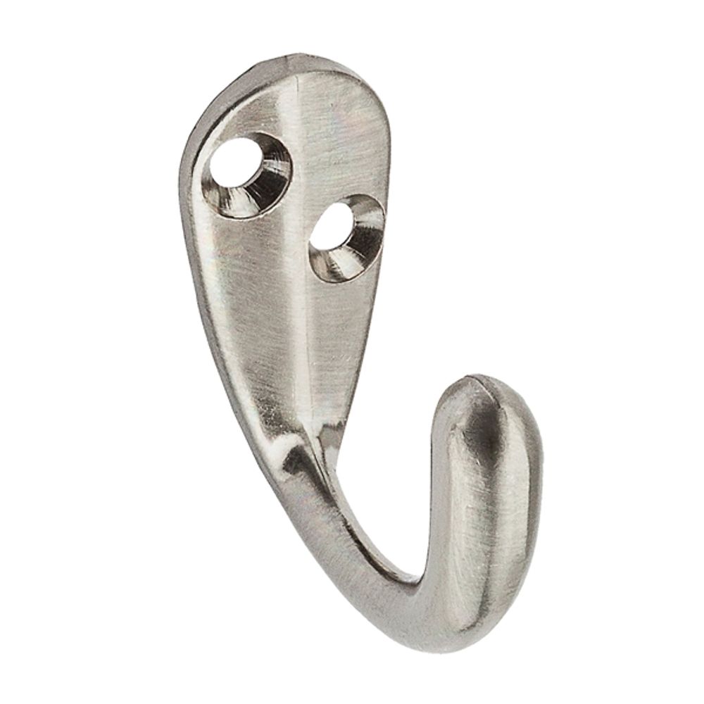 National Hardware V162 Series N325-506 Clothes Hook, 35 lb Weight Capacity, 1-Hook, Zinc, Satin Nickel