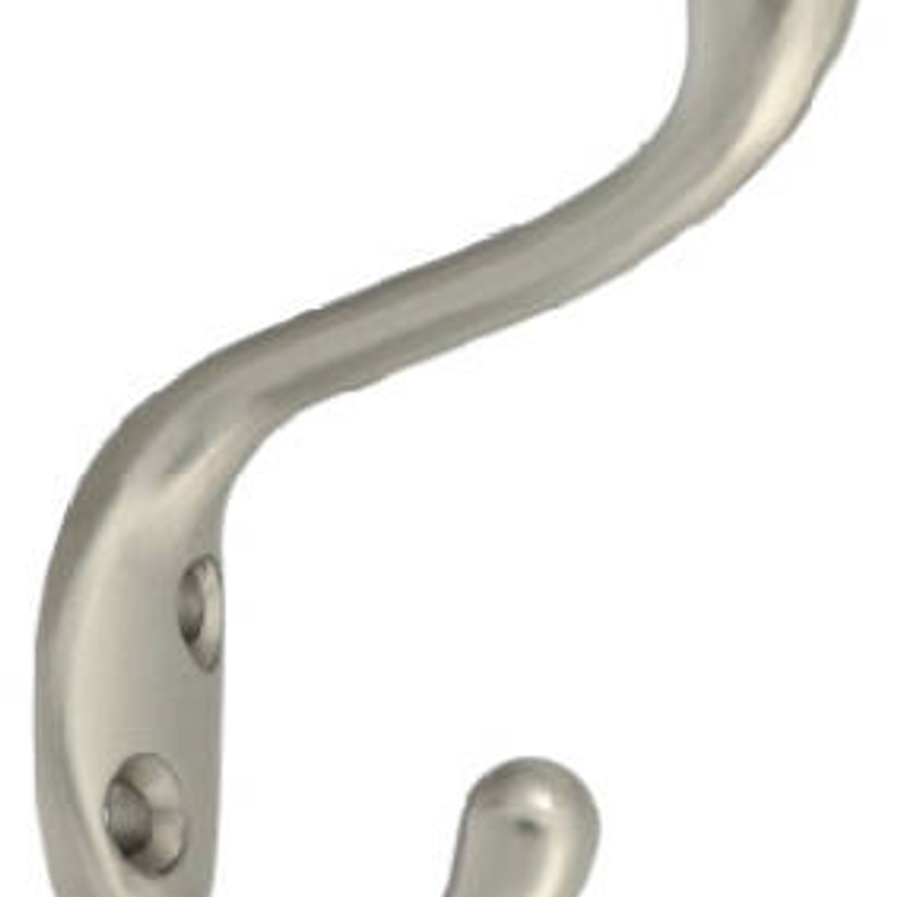 National Hardware V166 Series N331-009 Coat and Hat Hook, 75 lb Weight Capacity, Zinc, Satin Nickel