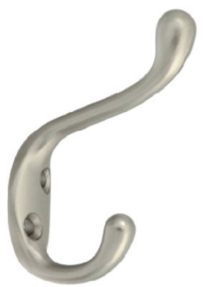 National Hardware V166 Series N331-009 Coat and Hat Hook, 75 lb Weight Capacity, Zinc, Satin Nickel