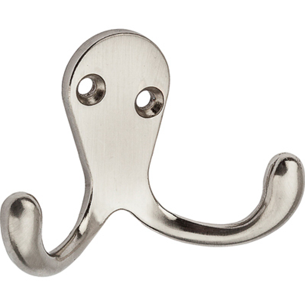 National Hardware V163 Series N325-522 Clothes Hook, 35 lb Weight Capacity, 2-Hook, Zinc, Satin Nickel