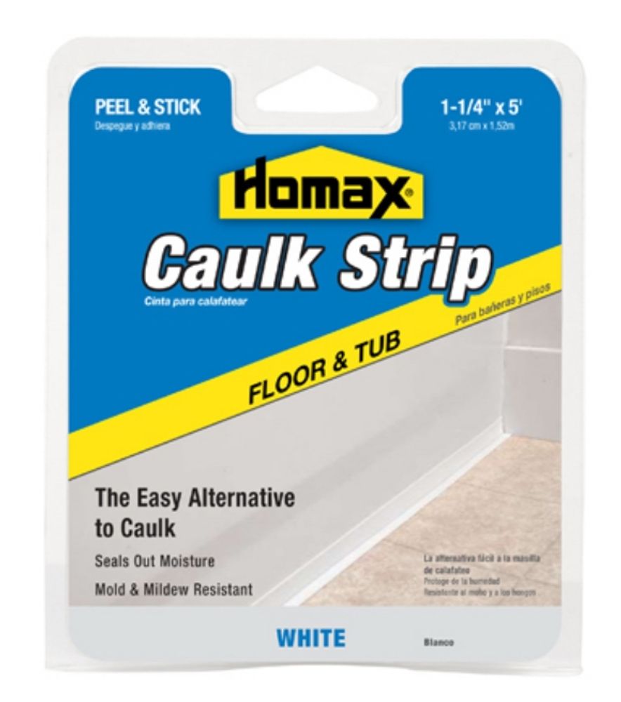 Homax Caulking Strip, White, 1.25 in. x 5 ft.