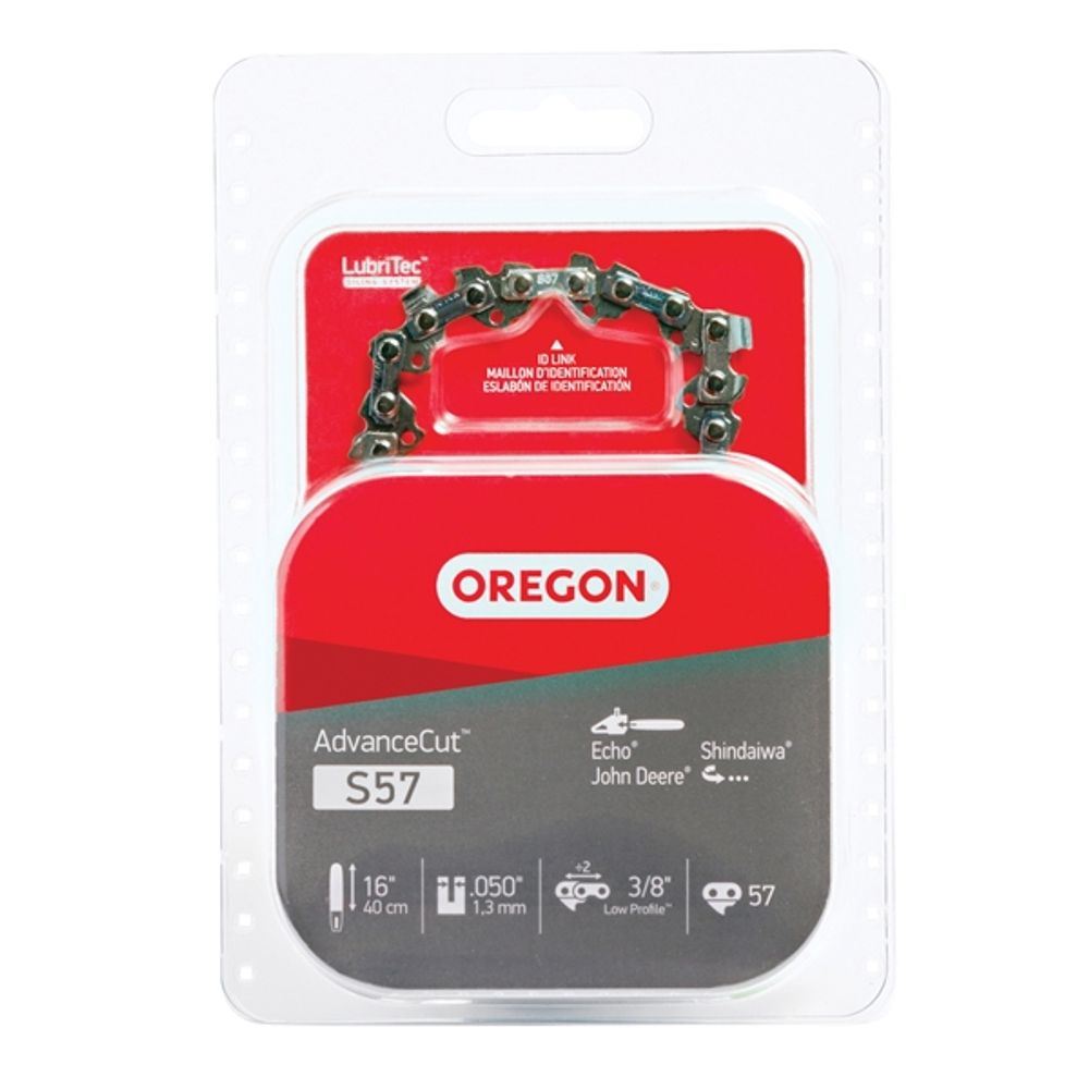 Oregon S57 Chainsaw Chain, 5/32 in File, 16 in L Bar, Stainless Steel