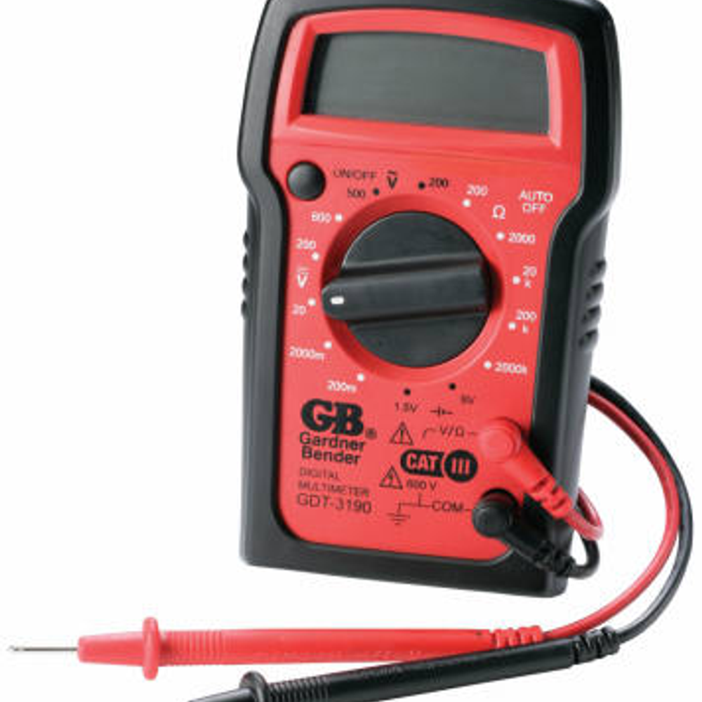 GB GDT-3190 Digital Multimeter, Battery, LCD Display, Red