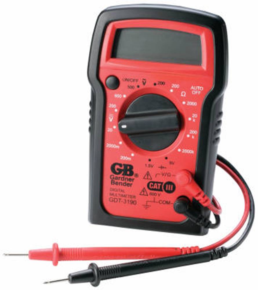GB GDT-3190 Digital Multimeter, Battery, LCD Display, Red