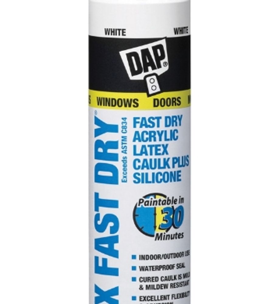 DAP ALEX FAST DRY 18425 Acrylic Latex Caulk, White, 10.1 fl-oz Cartridge
