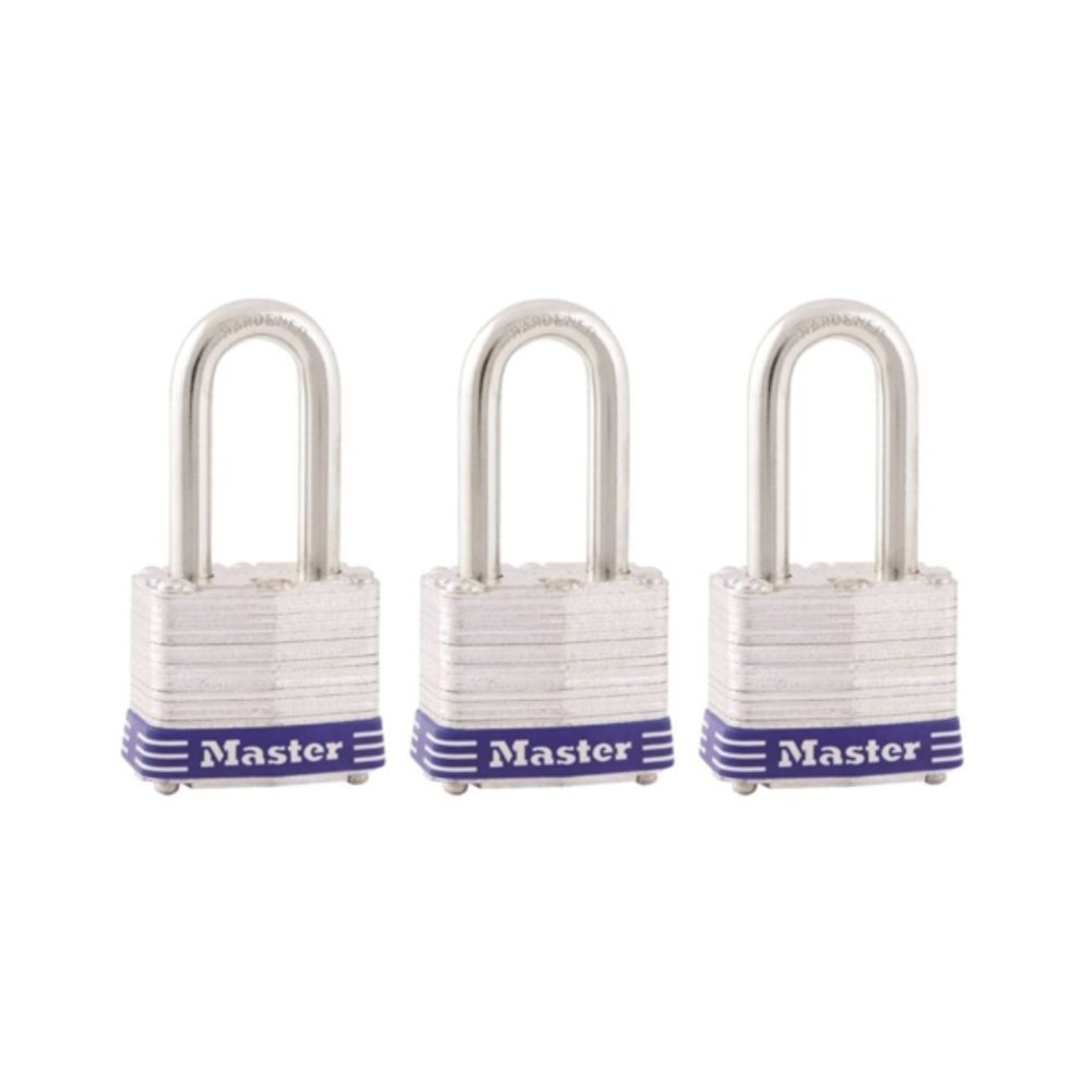 Master Lock 3TRILF Keyed Padlock, 1-9/16 in W Body, 1-1/2 in H Shackle, Steel