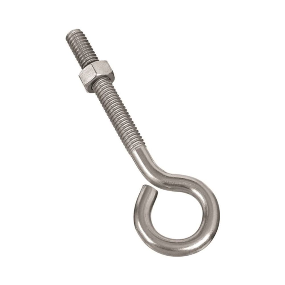 National Hardware N221-580 Eye Bolt, 1/4-20 Thread, 1-1/4 in L Thread, 0.56 in ID Dia Eye, Stainless Steel
