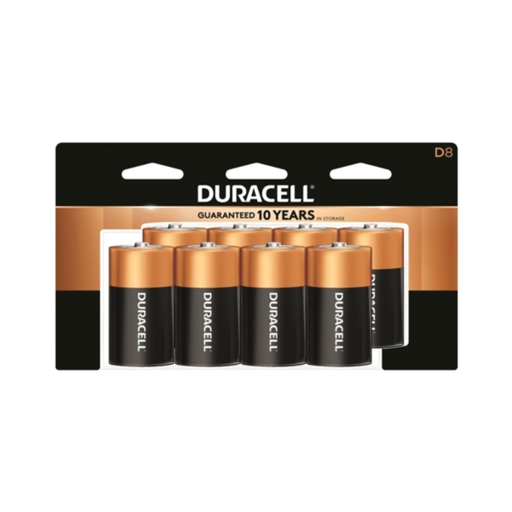 DURACELL D-Cell 8 Pack Alkaline Battery, 1.5 V