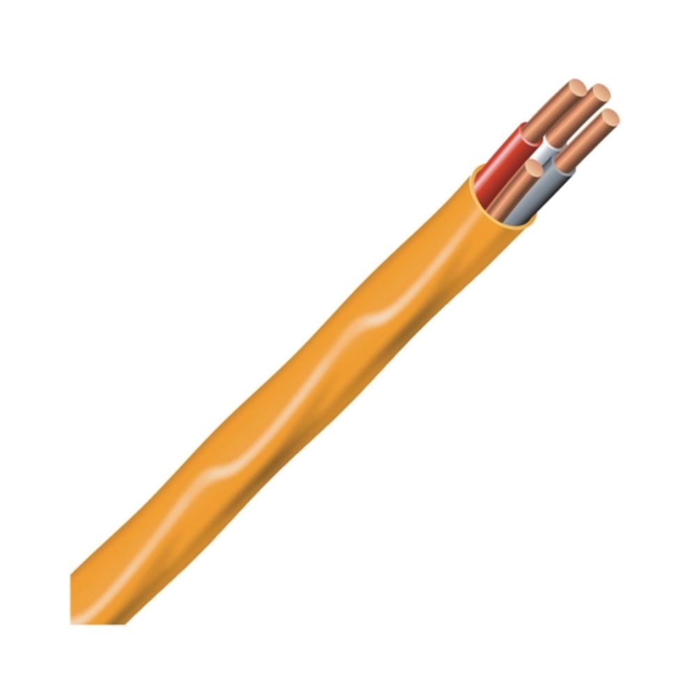 Southwire 10/3NM-WGX25 Type NM-B Sheathed Cable, 10 AWG, 25 ft L, Orange Nylon Sheath