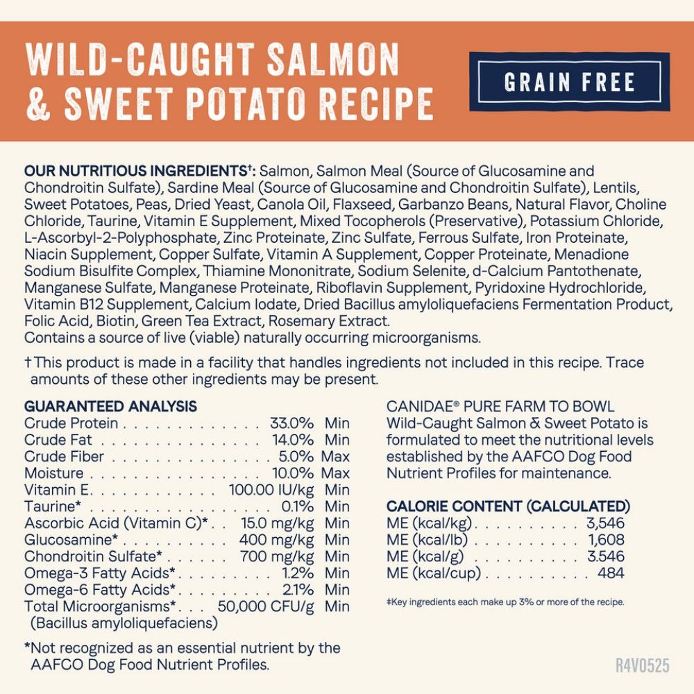Canidae, Pure Grain Free Salmon & Sweet Potato Recipe Dog Food