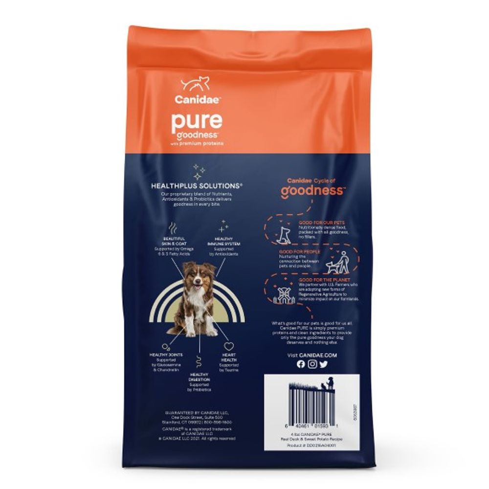 Canidae, Pure Grain Free Real Duck & Sweet Potato Recipe, Dog Food