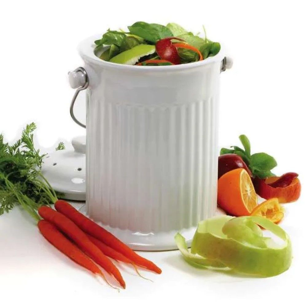 Norpro, White Ceramic Counter Top Compost Crock, 1 gal