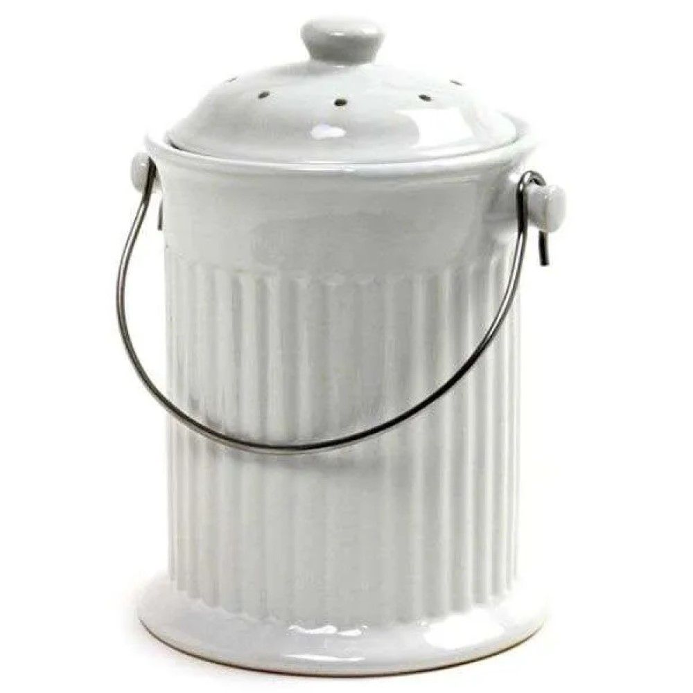 Norpro, White Ceramic Counter Top Compost Crock, 1 gal