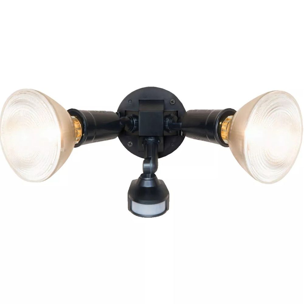 Halo, Black Motion Sensing Dusk To Dawn Incandescent Floodlight Fixture