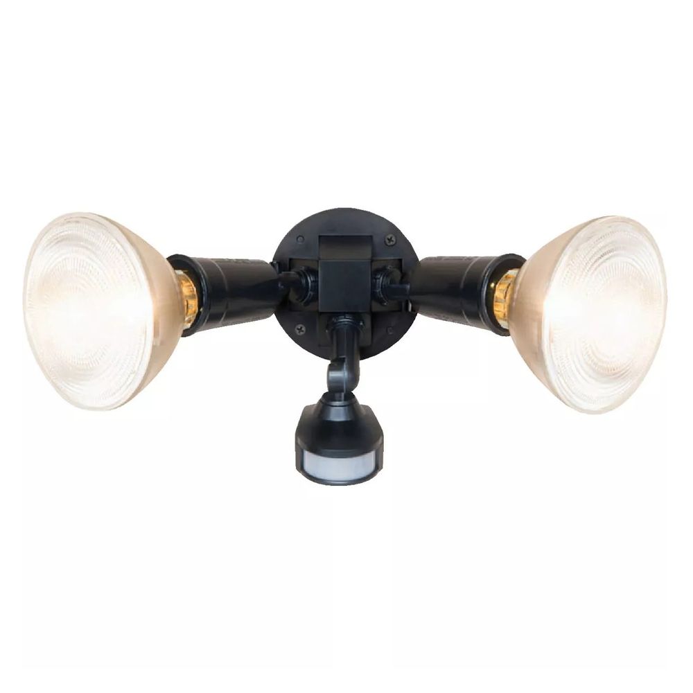 Halo, Black Motion Sensing Dusk To Dawn Incandescent Floodlight Fixture