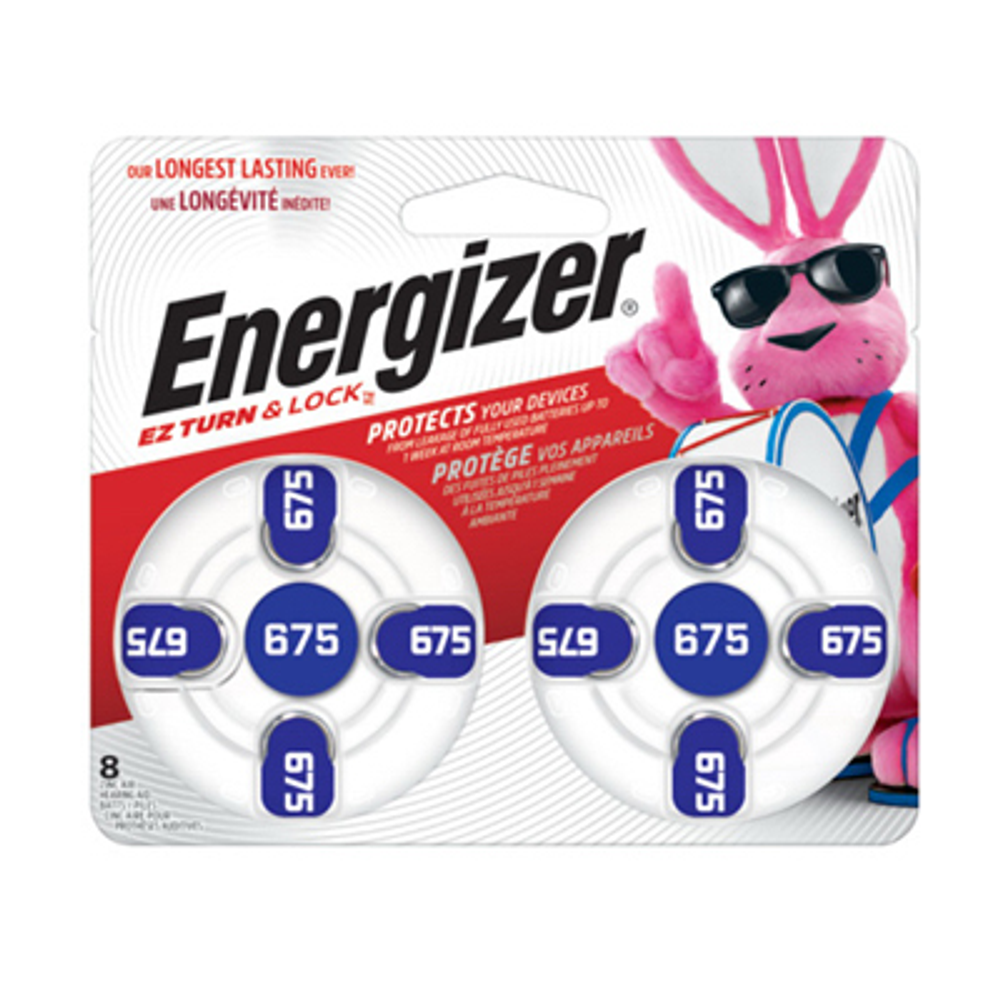 Eveready Hearing Aid Batteries 1.4-Volt Zinc Air, 8-Pack, AZ675BP-8
